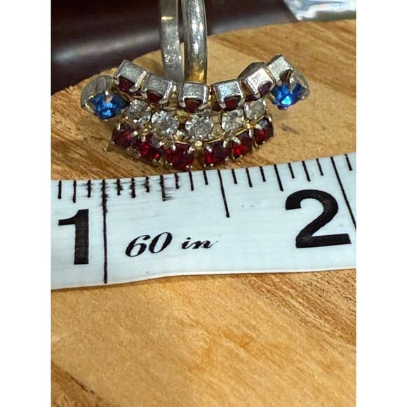 USA Jewelry Bundle: Fourth of July Vintage Fashion Ring, Earrings & Flag Pin - Picture 11 of 15